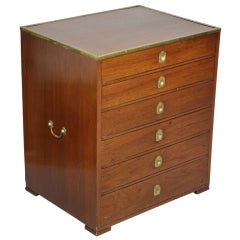 Campaign Style Brass Mounted Mahogany Low Chest