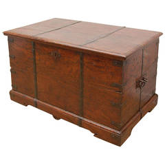 19th Century Anglo-Indian Teak Tea Chest or Trunk