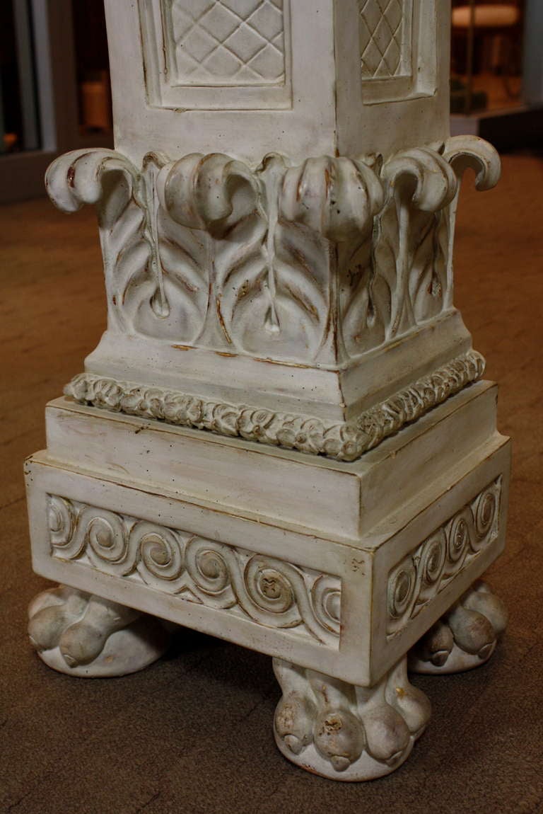 Pair of Italian Baroque Style Hand Carved Wood Pedestals Painted White 3