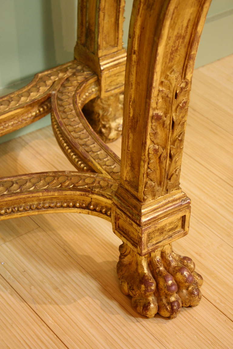 Impressive French Giltwood Console with Travertine Marble Top For Sale 2