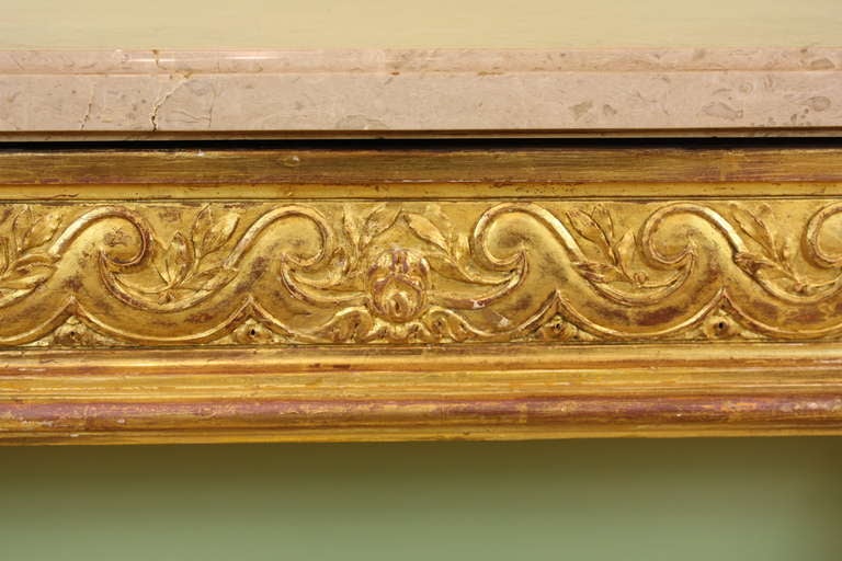 Impressive French Giltwood Console with Travertine Marble Top For Sale 3