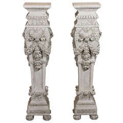 Pair of Italian Carved Wood Pedestals 6