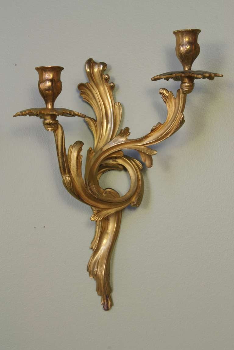 French Four Pairs of Gilt-Bronze Louis XV Style Sconces