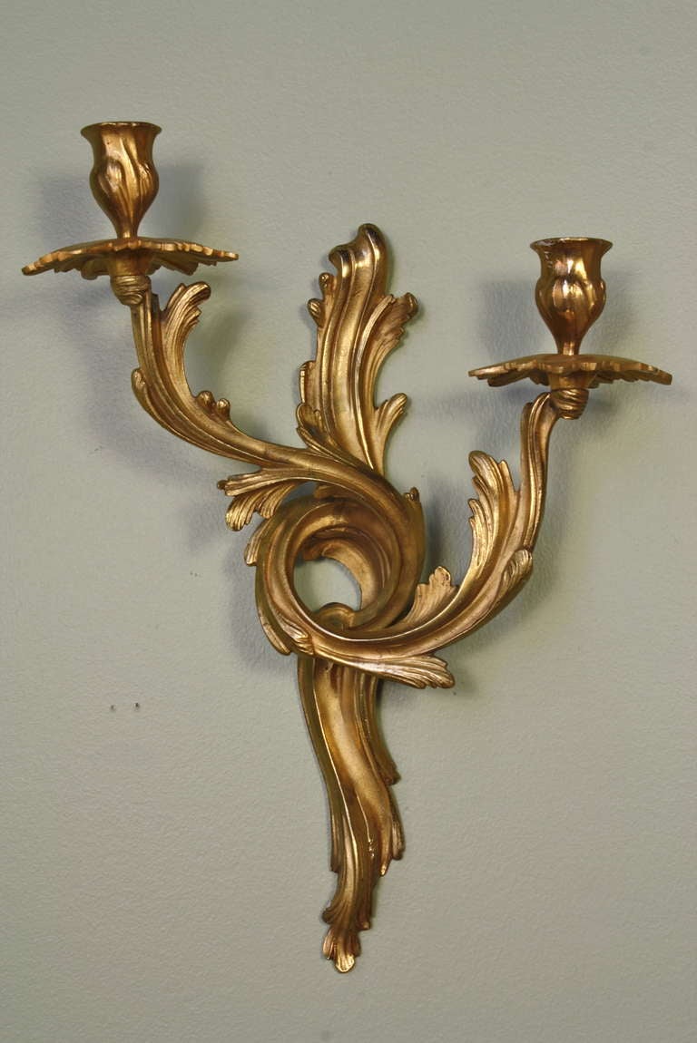 Four Pairs of Gilt-Bronze Louis XV Style Sconces In Good Condition In Pembroke, MA