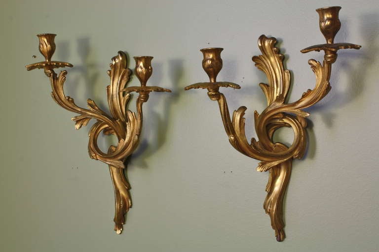 19th Century Four Pairs of Gilt-Bronze Louis XV Style Sconces