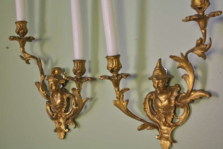 Pair of French Chinoiserie Style Gilt Bronze Sconces 4