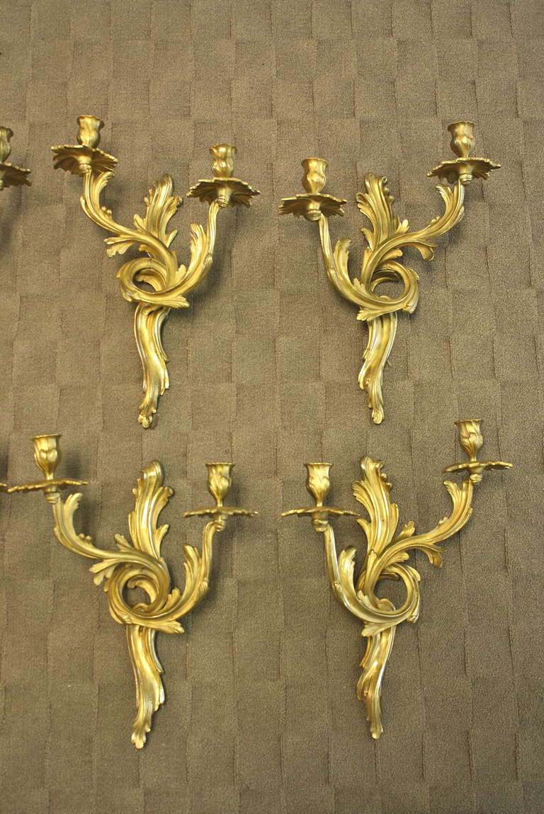 Four Pairs of Gilt-Bronze Louis XV Style Sconces 3