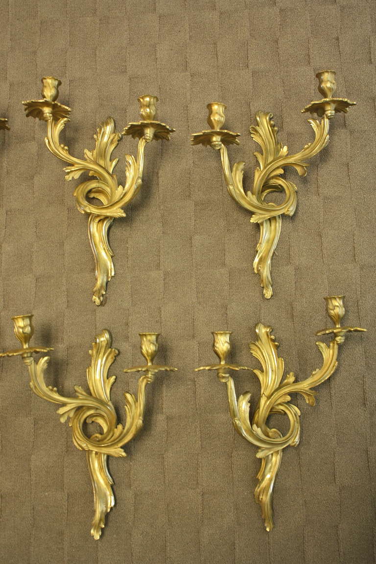 Four Pairs of Gilt-Bronze Louis XV Style Sconces 4