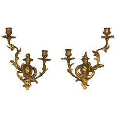 Pair of French Chinoiserie Style Gilt-Bronze Sconces 9