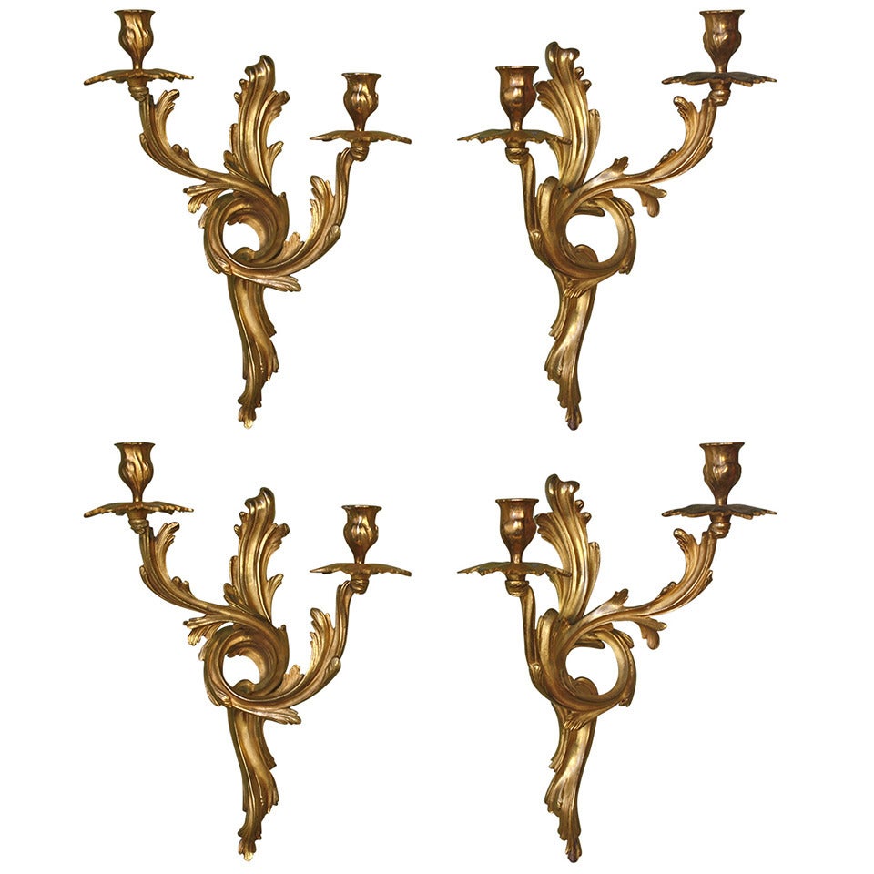 Four Pairs of Gilt-Bronze Louis XV Style Sconces