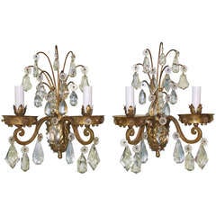 Pair of Gilt-Bronze and Crystal Sconces by Maison Baguès 2