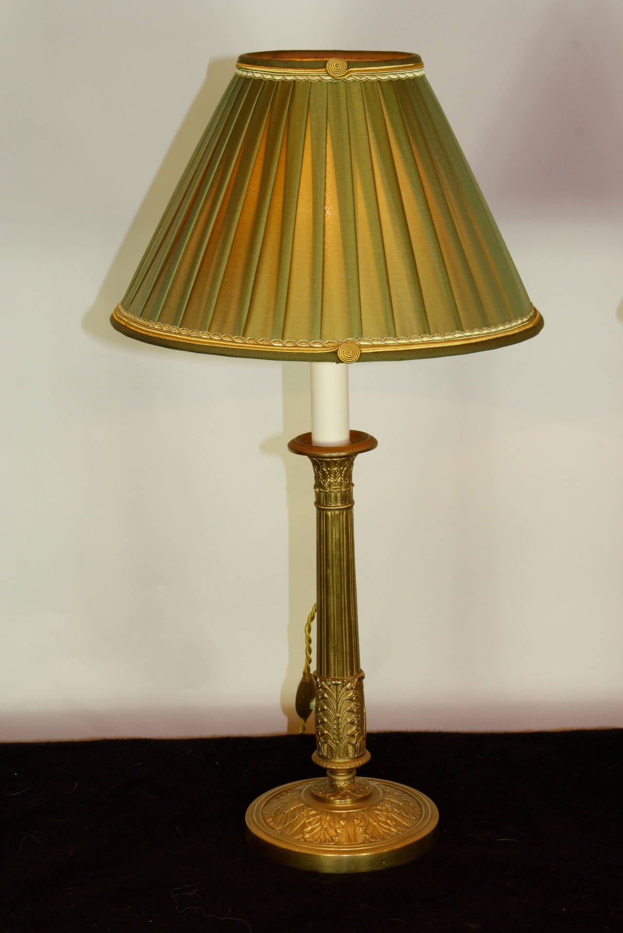 Gilt Pair of Elegant French Candlestick Lamps