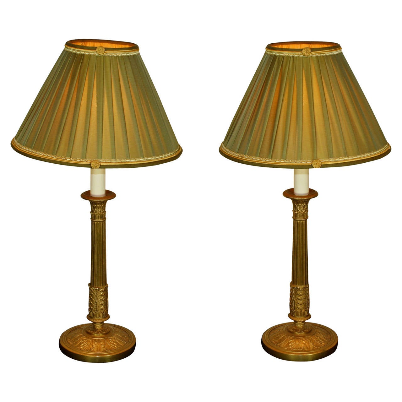 Pair of Elegant French Candlestick Lamps at 1stdibs