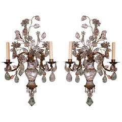 Spectacular Pair of Maison Bagues Rock Crystal Sconces 7
