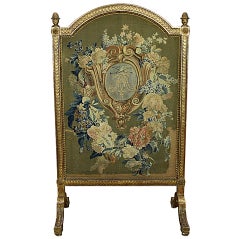 Antique Louis XVI Period Needlepoint Fire Screen