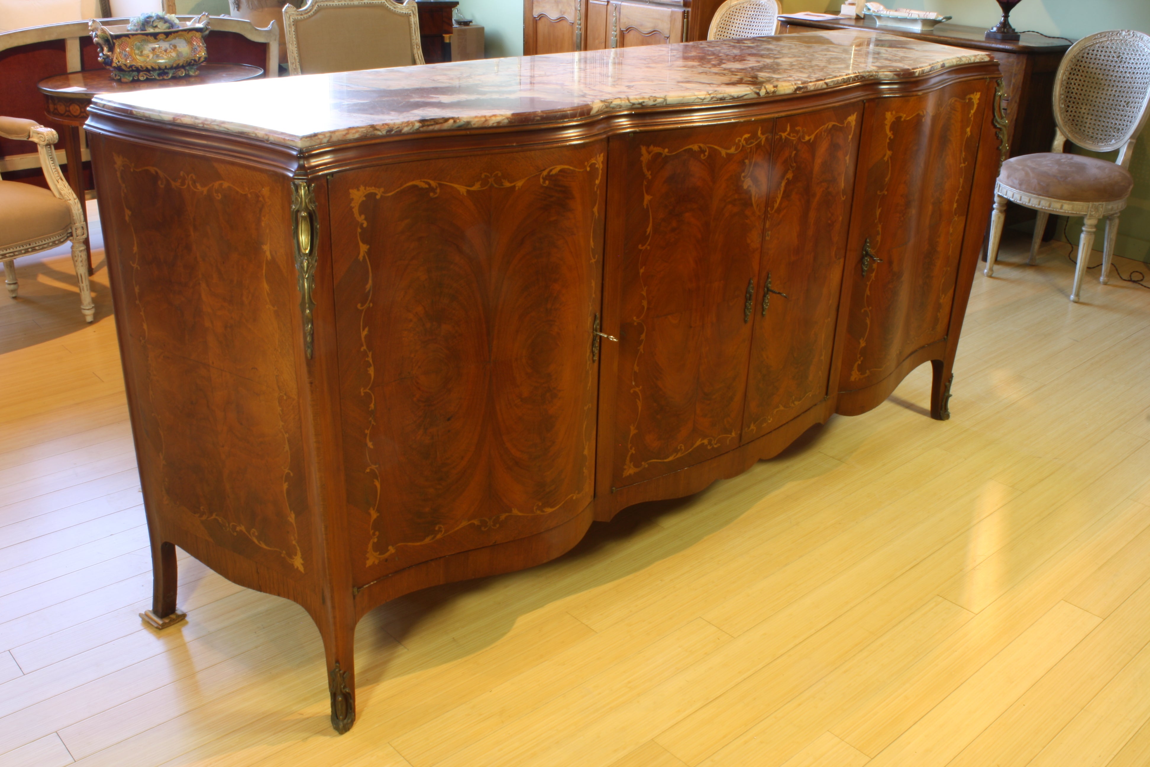 French Serpentine Marquetry Buffet