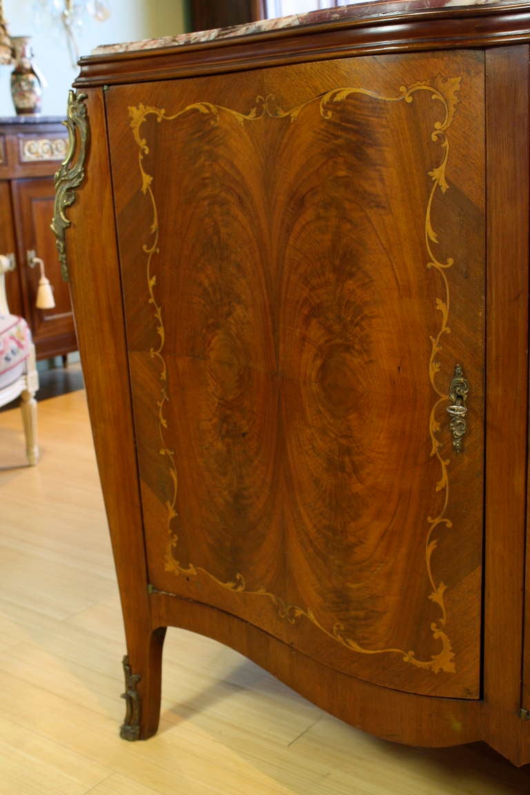 20th Century French Serpentine Marquetry Buffet