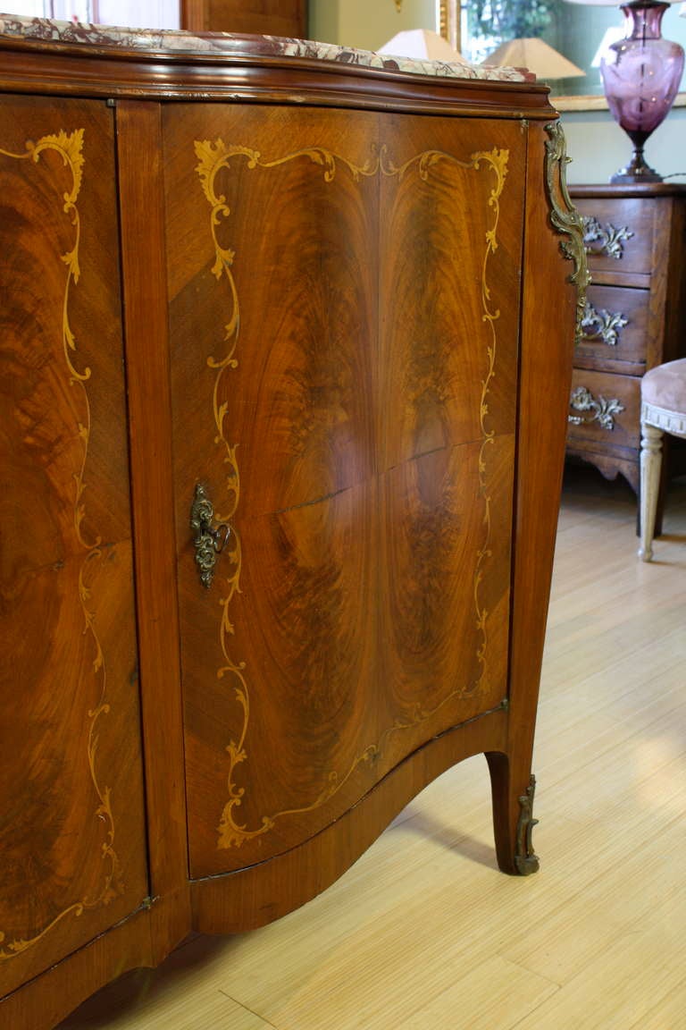 Wood French Serpentine Marquetry Buffet