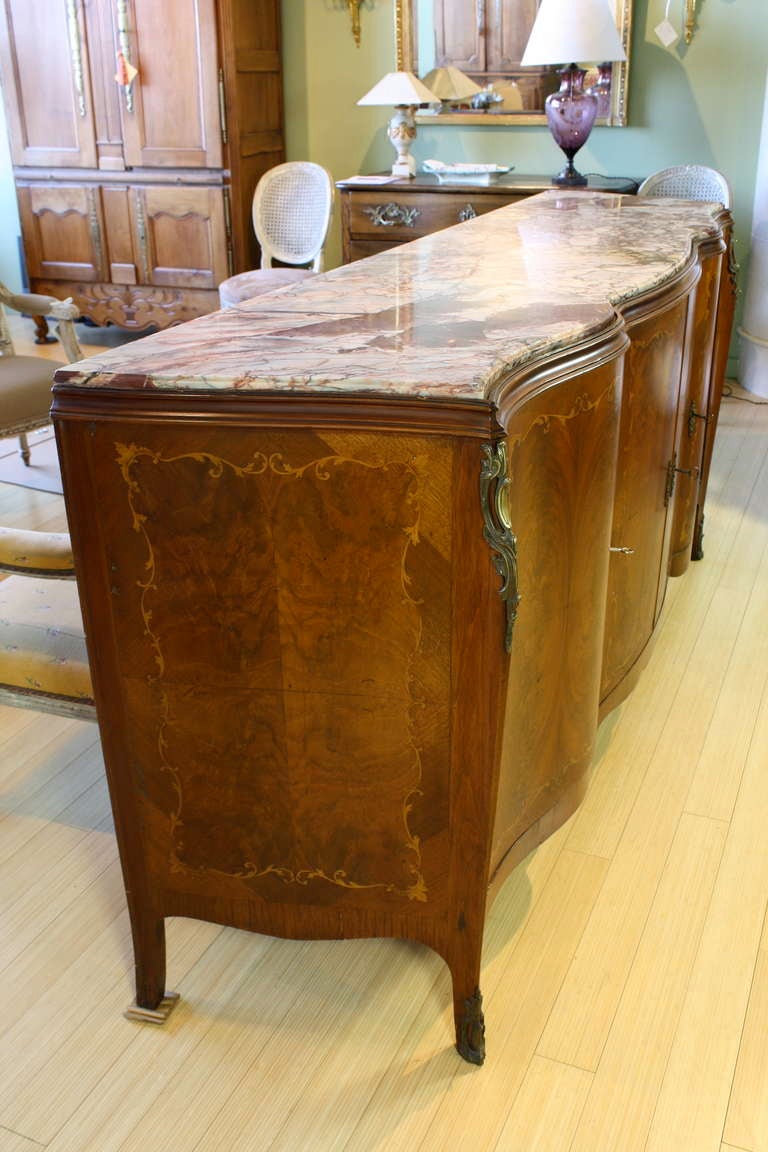 Louis XV French Serpentine Marquetry Buffet