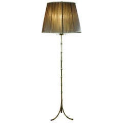 French Gilt-bronze Bamboo Floor Lamp by Maison Baguès