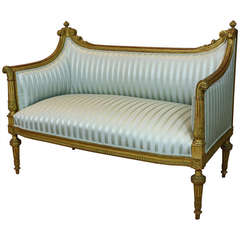 French Louis XVI Style Giltwood Settee