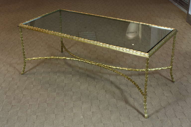 Mid-Century Modern French Gilt-Bronze Coffee Table by Maison Baguès