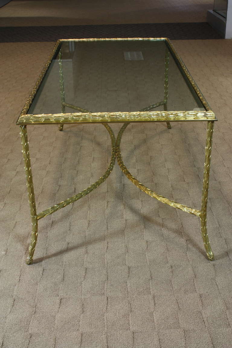 Brass French Gilt-Bronze Coffee Table by Maison Baguès