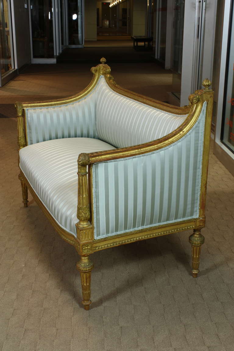 Carved French Louis XVI Style Giltwood Settee