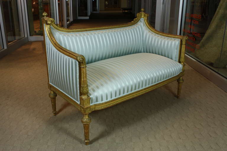 19th Century French Louis XVI Style Giltwood Settee