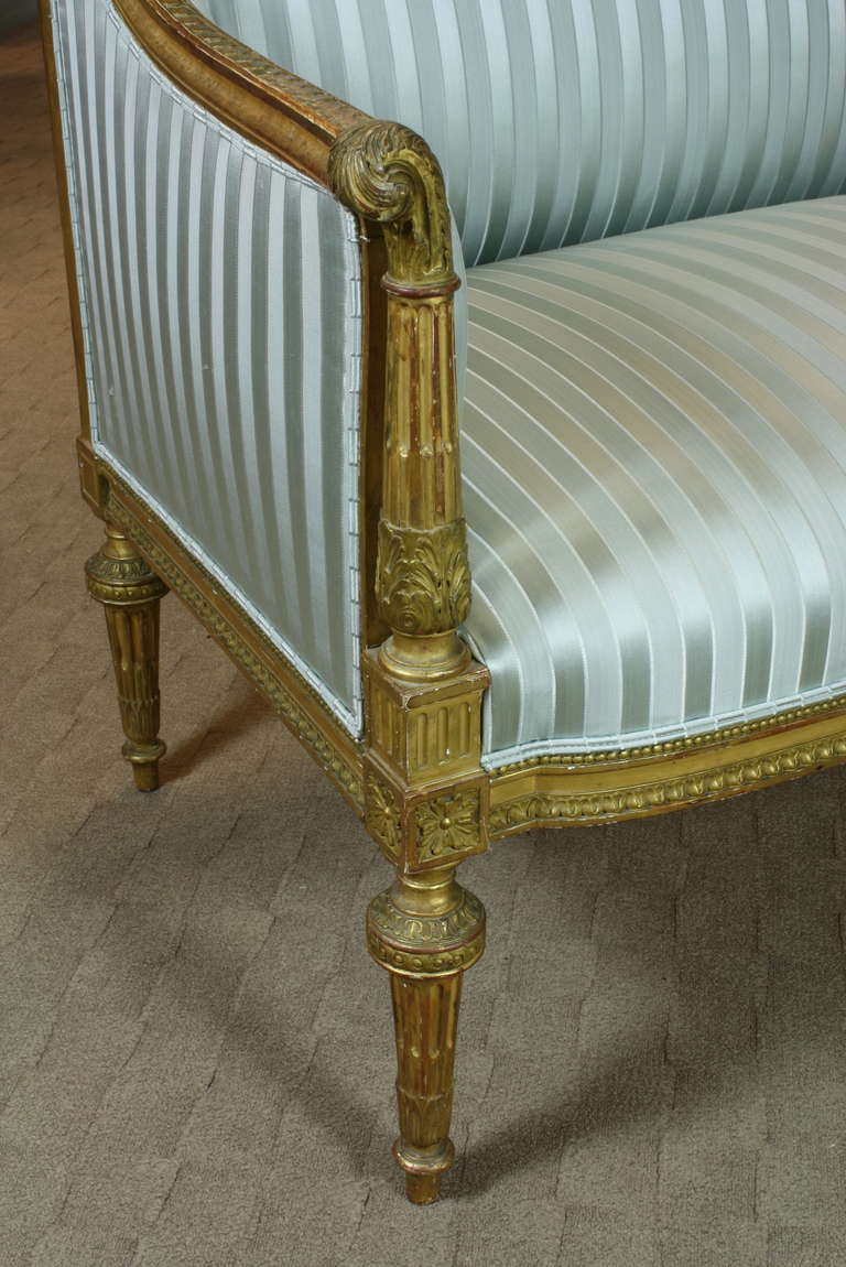 French Louis XVI Style Giltwood Settee 1