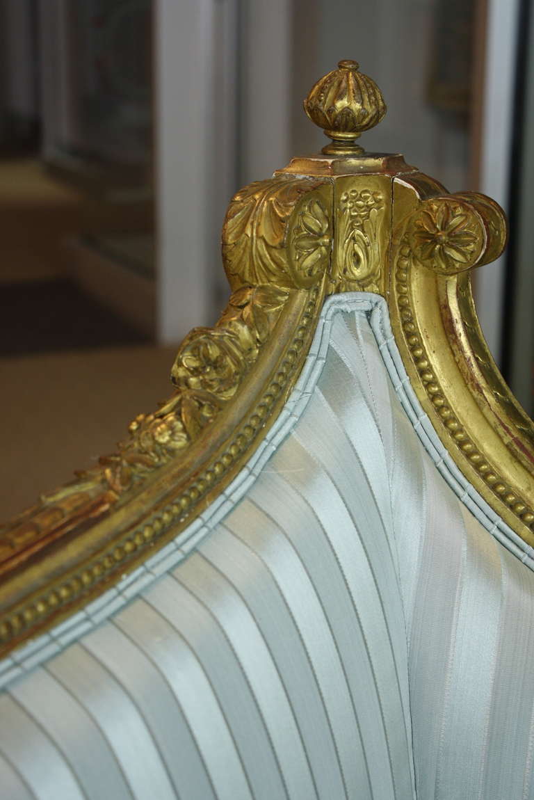French Louis XVI Style Giltwood Settee 4