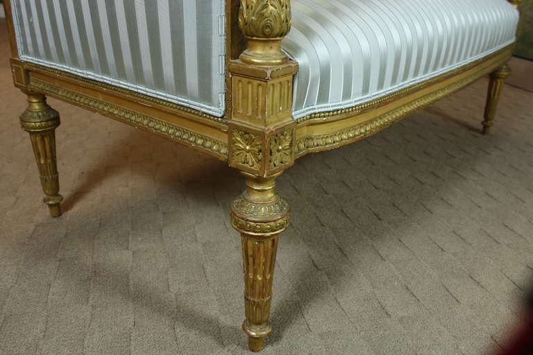 French Louis XVI Style Giltwood Settee 5