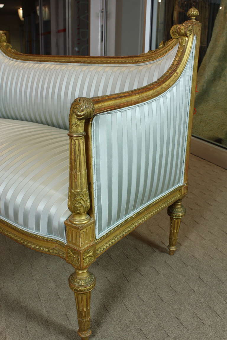 French Louis XVI Style Giltwood Settee 2