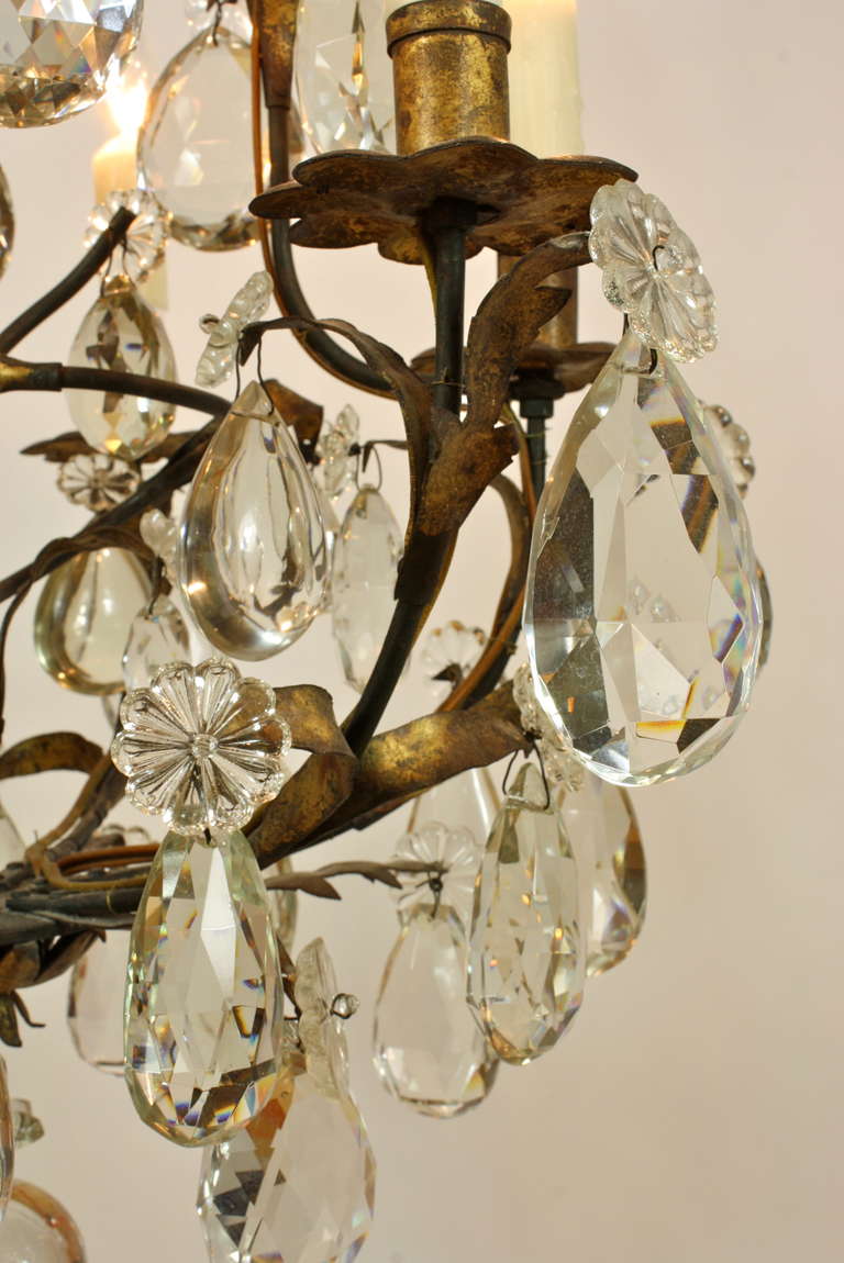 French Iron and Crystal Chandelier Attributed to Maison Baguès 3