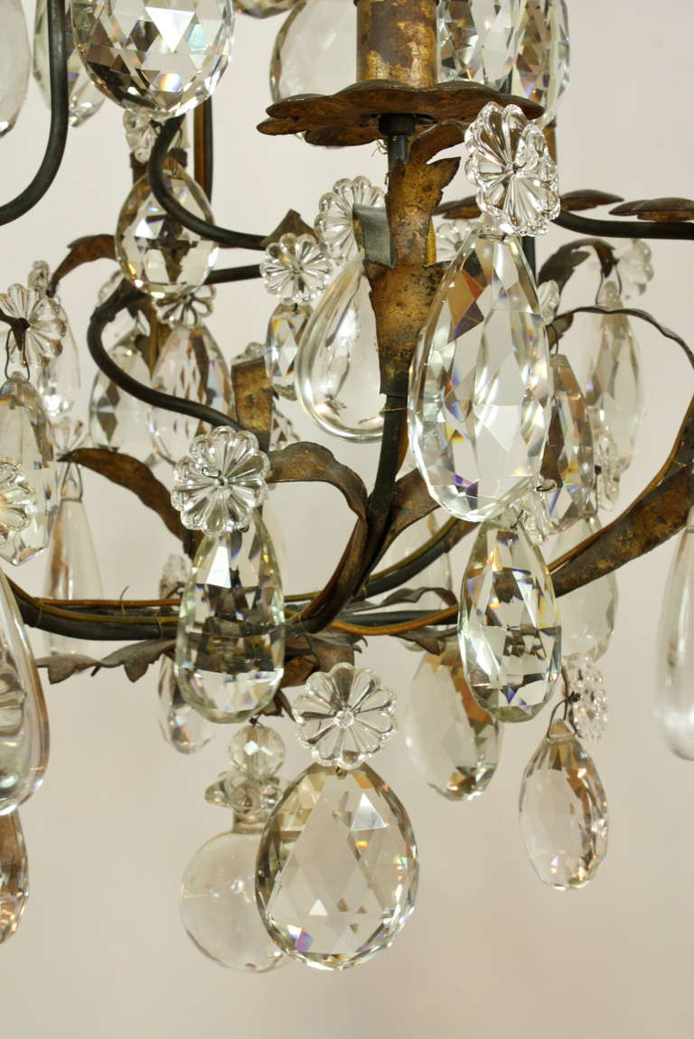 French Iron and Crystal Chandelier Attributed to Maison Baguès 4