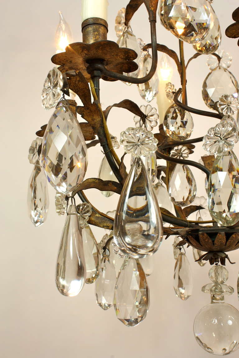 French Iron and Crystal Chandelier Attributed to Maison Baguès 5