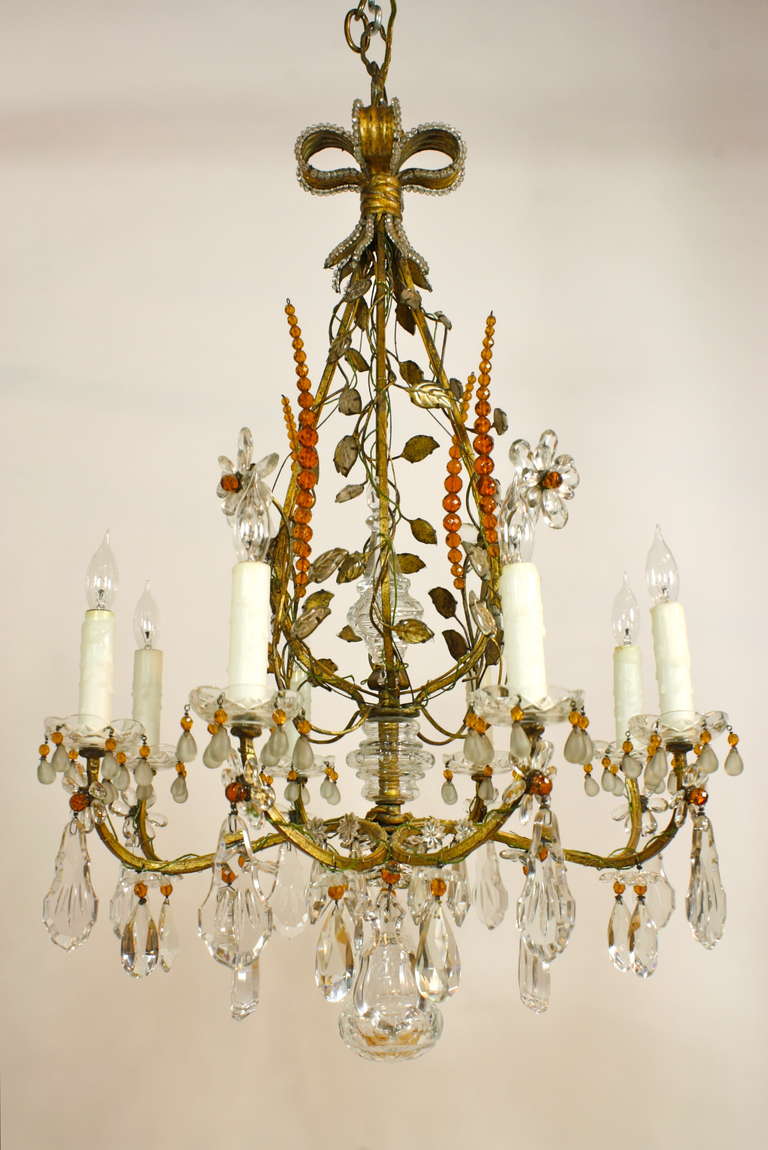 Louis XVI Exquisite Gilt-Metal and Crystal Chandelier by Maison Baguès