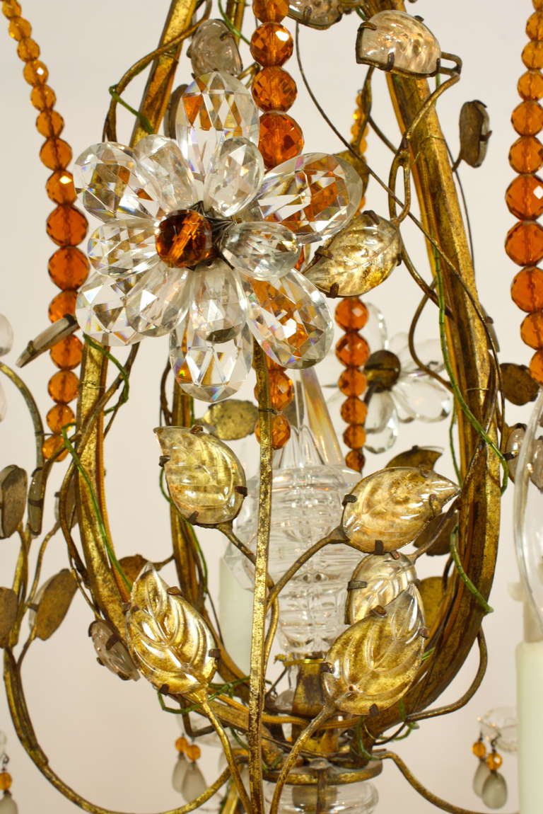 20th Century Exquisite Gilt-Metal and Crystal Chandelier by Maison Baguès
