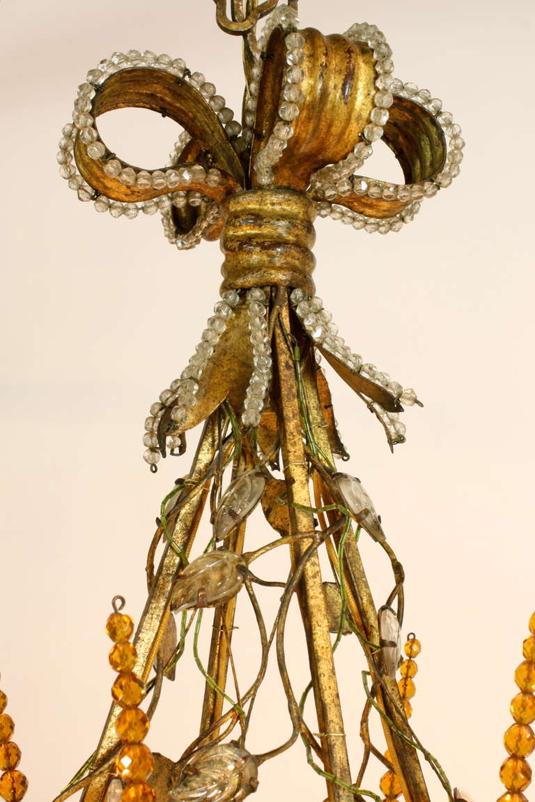 Exquisite Gilt-Metal and Crystal Chandelier by Maison Baguès In Excellent Condition In Pembroke, MA