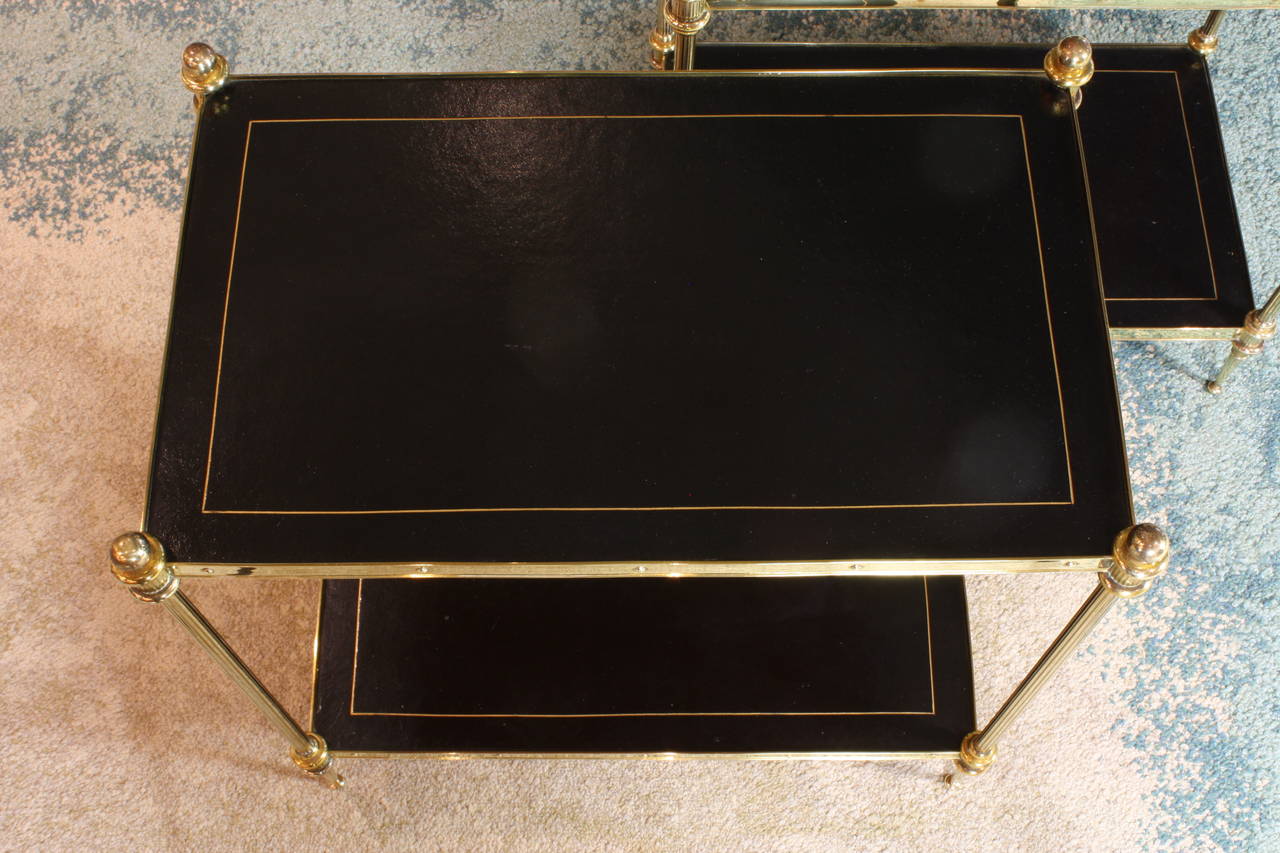 Pair of Jansen Leather Top Side Tables 2