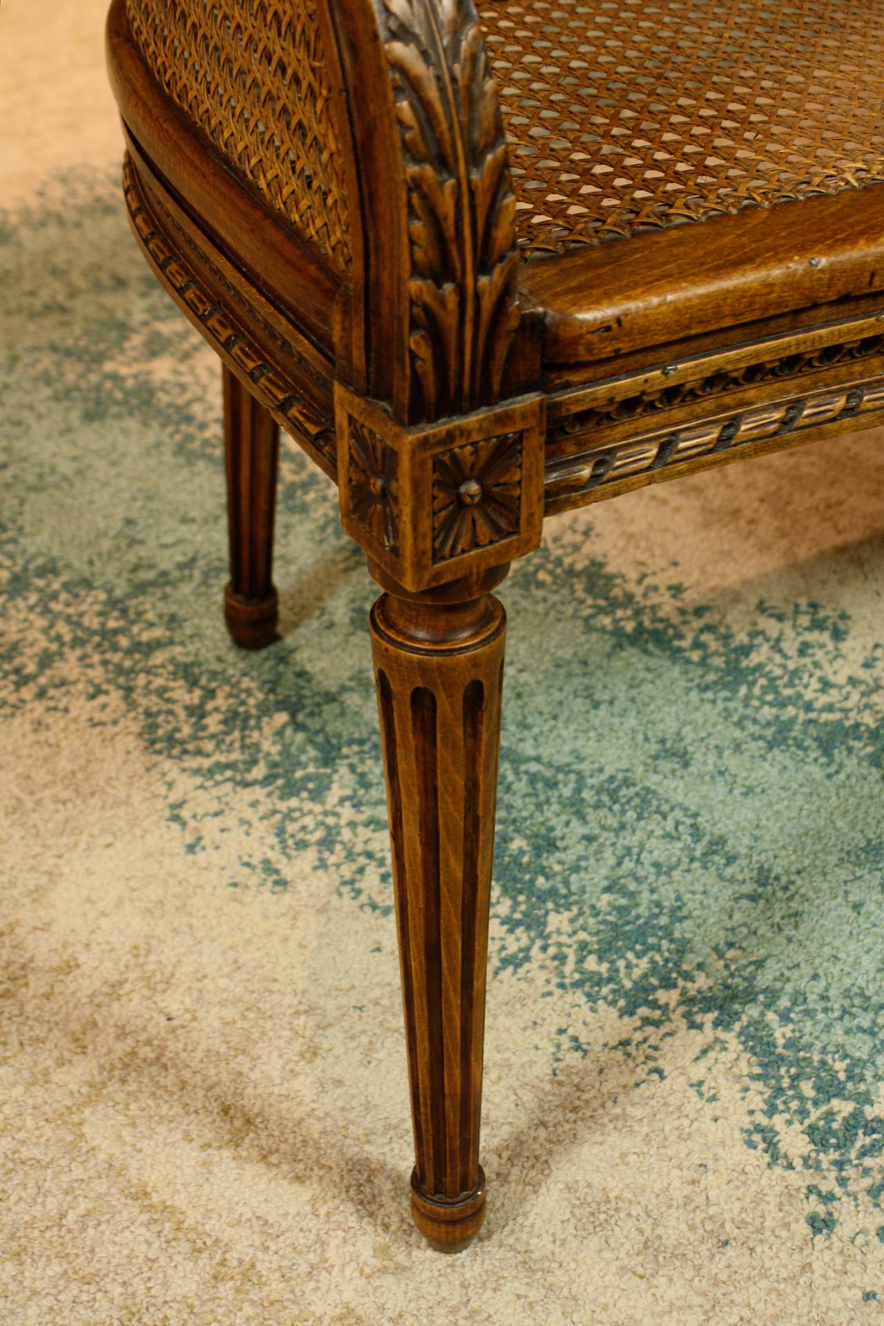 French Louis XVI Style Caned Fruitwood Settee 4