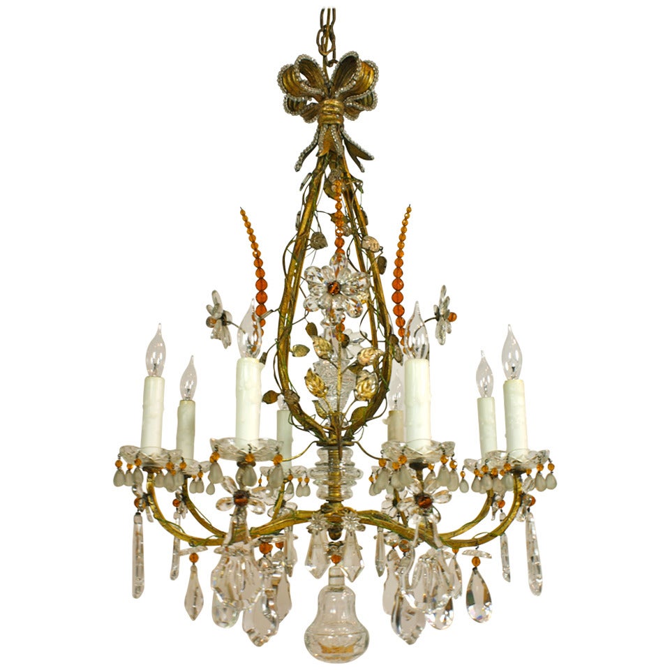 Exquisite Gilt-Metal and Crystal Chandelier by Maison Baguès