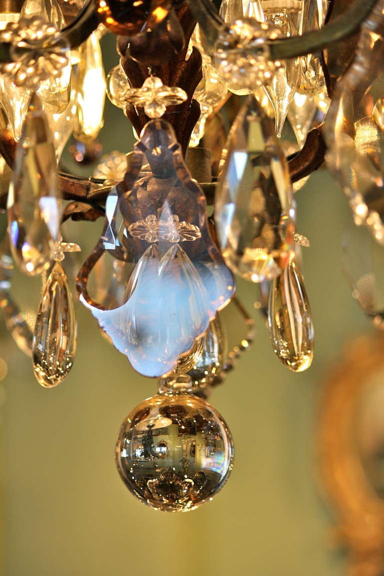 Large French Wrought Iron and Crystal Chandelier by Maison Baguès 2