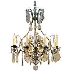 Large French Wrought Iron and Crystal Chandelier by Maison Bagues 6
