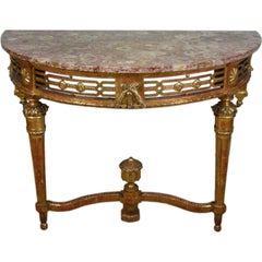Antique French Louis XVI Period Console Table with Breccia Marble Top