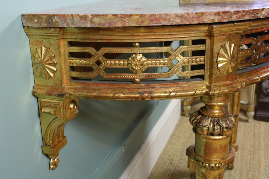 French Louis XVI Period Console Table with Breccia Marble Top For Sale 4