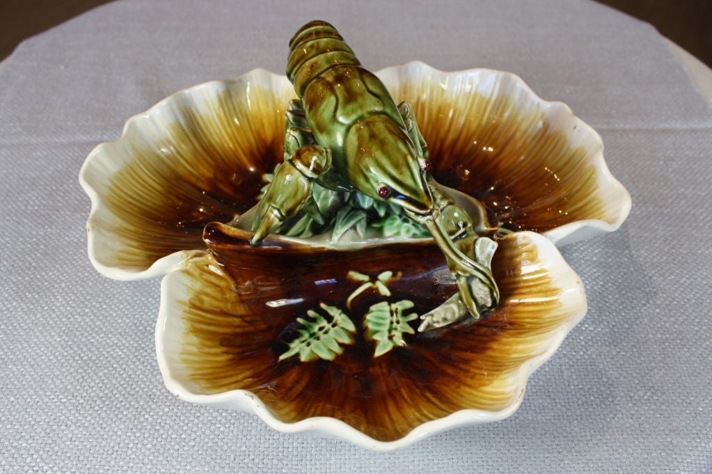 19th Century French Majolica Lobster Centerpiece