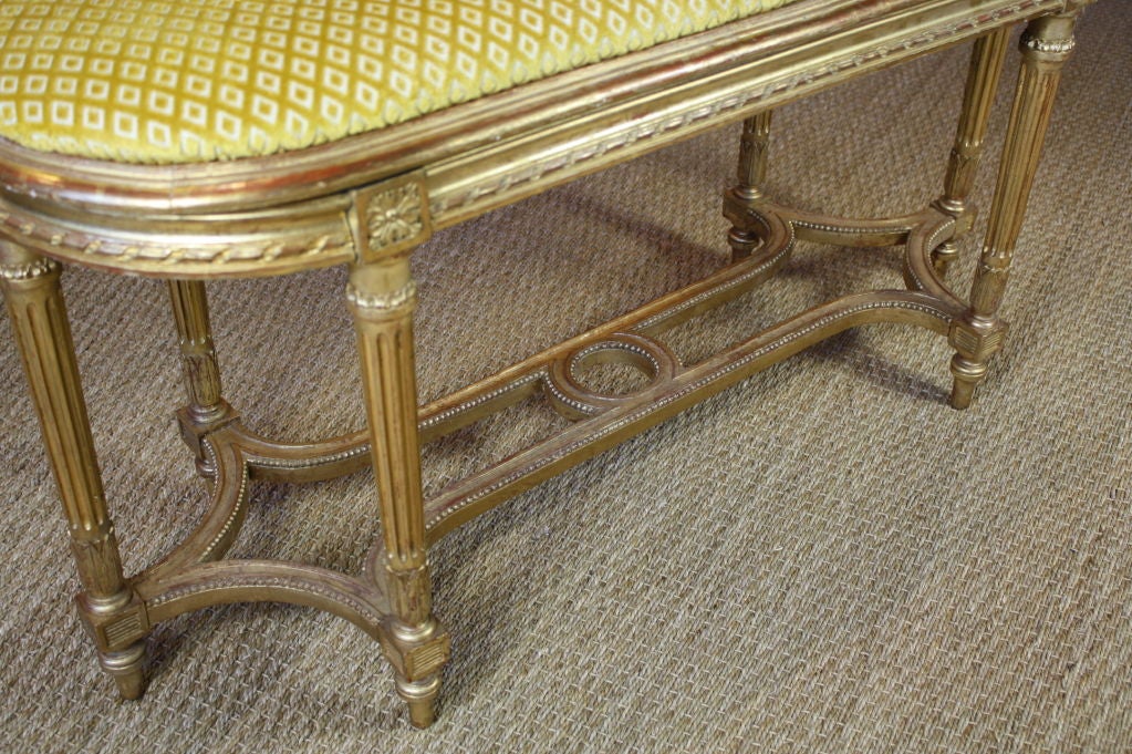 French Giltwood Louis XVI Style Bench In Good Condition In Pembroke, MA