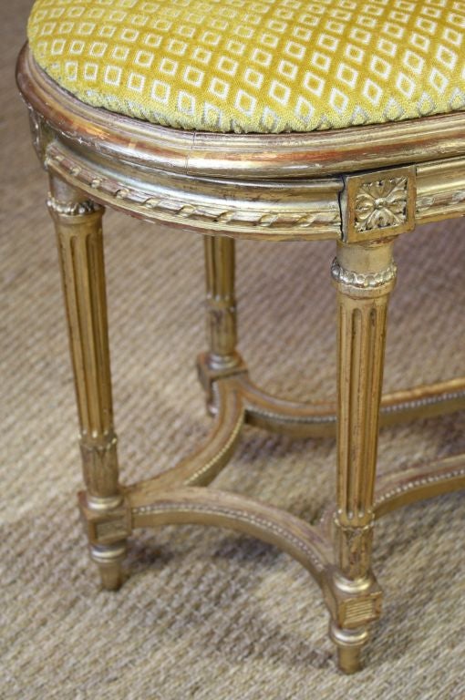19th Century French Giltwood Louis XVI Style Bench