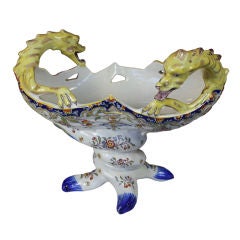 French Desvres Faience Dragon Centerpiece